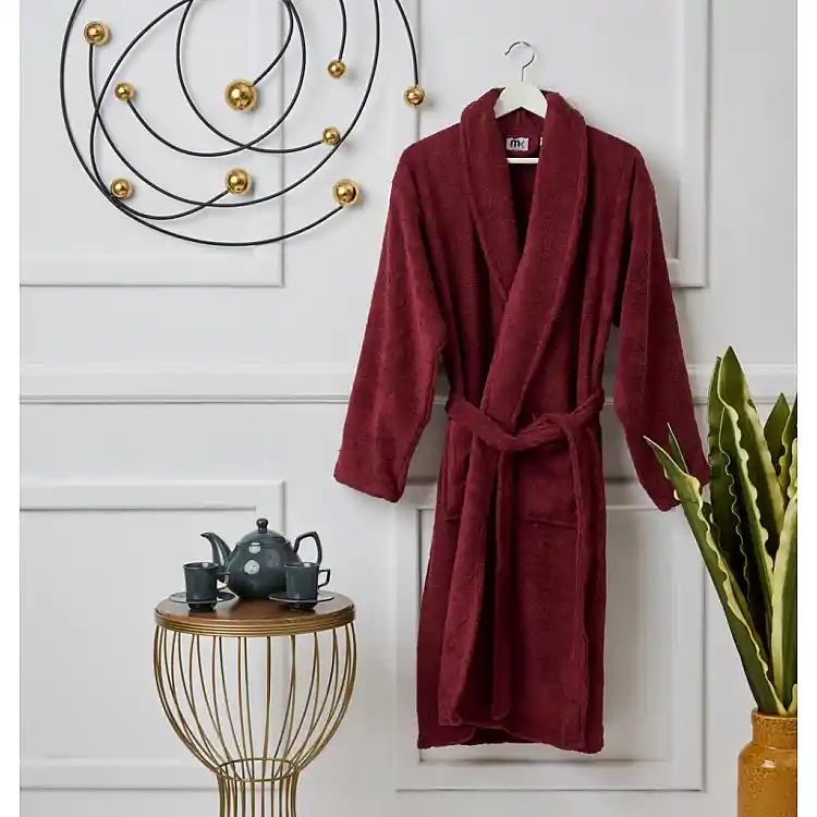 Μπουρνούζι με γιακά Pure Cotton - Burgundy, Large