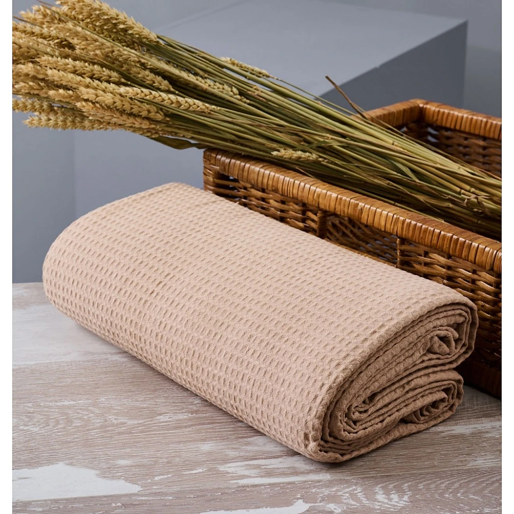 Κουβέρτα Μονόχρωμη Πικέ Summer Line CVC - L. Beige, 170x265