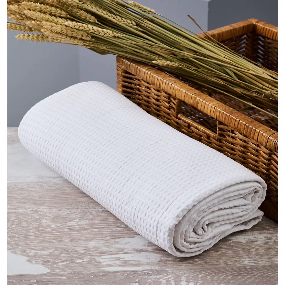 Κουβέρτα Μονόχρωμη Πικέ Summer Line CVC - White, 230x265