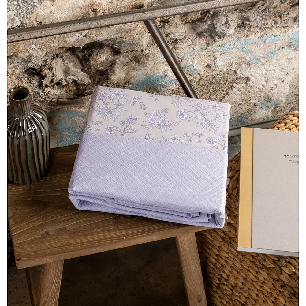 Παπλωματοθήκη "Luna"  Fiori Beige - Διπλή (205x245)