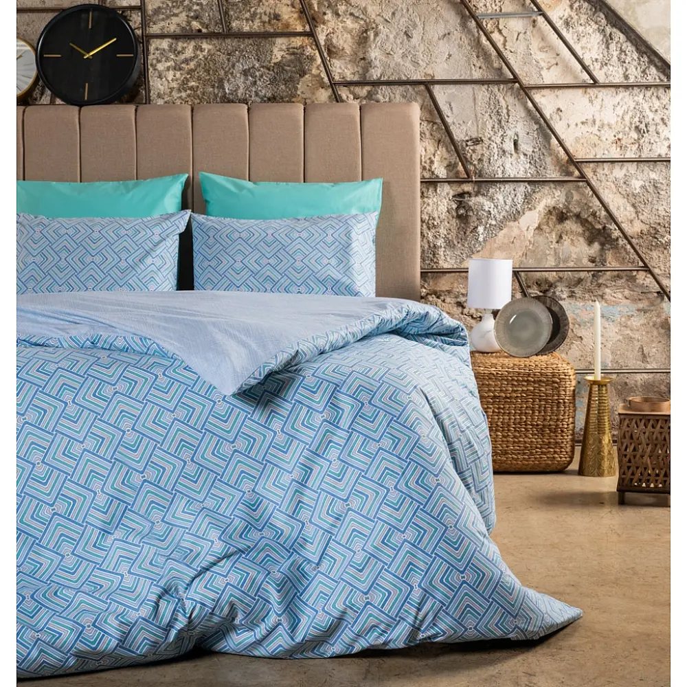 Σεντόνια Σετ "Luna" Echo Blue - Διπλό λάστιχο (1x205x265, 1x160x200+30 +2 μαξ. 50×70)
