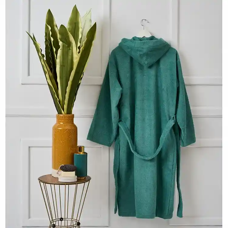 Μπουρνούζι Ενηλίκων “Pure Cotton” Κουκούλα Aqua