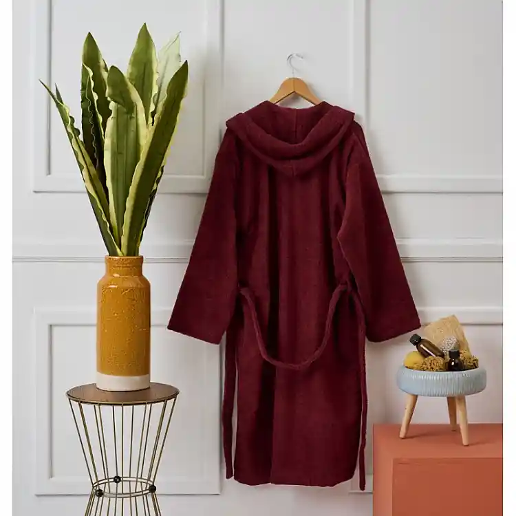 Μπουρνούζι Ενηλίκων “Pure Cotton” Κουκούλα Burgundy