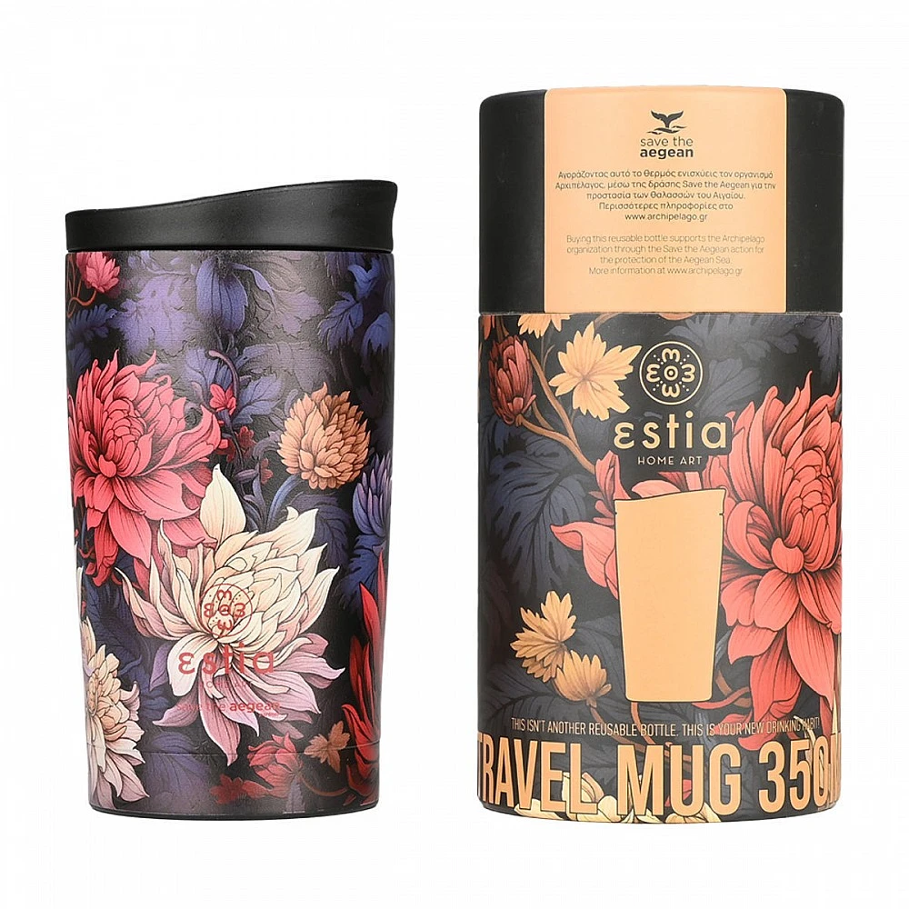 ΘΕΡΜΟΣ TRAVEL MUG SAVE THE AEGEAN 350ml MIDNIGHT BLOSSOM 01-25595