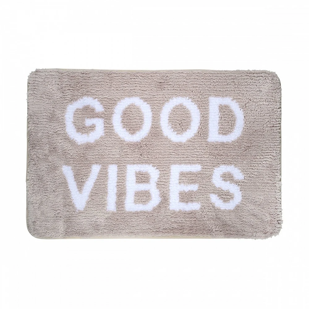 ΤΑΠΕΤΟ ΜΠΑΝΙΟΥ GOOD VIBES 40x60cm 100% ΜΙΚΡΟΪΝΕΣ TAUPE 02-28558