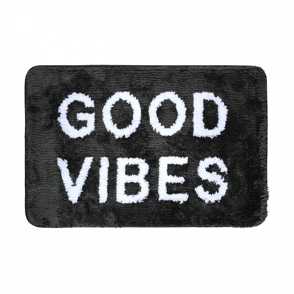 ΤΑΠΕΤΟ ΜΠΑΝΙΟΥ GOOD VIBES 40x60cm 100% ΜΙΚΡΟΪΝΕΣ ΜΑΥΡΟ 02-28541
