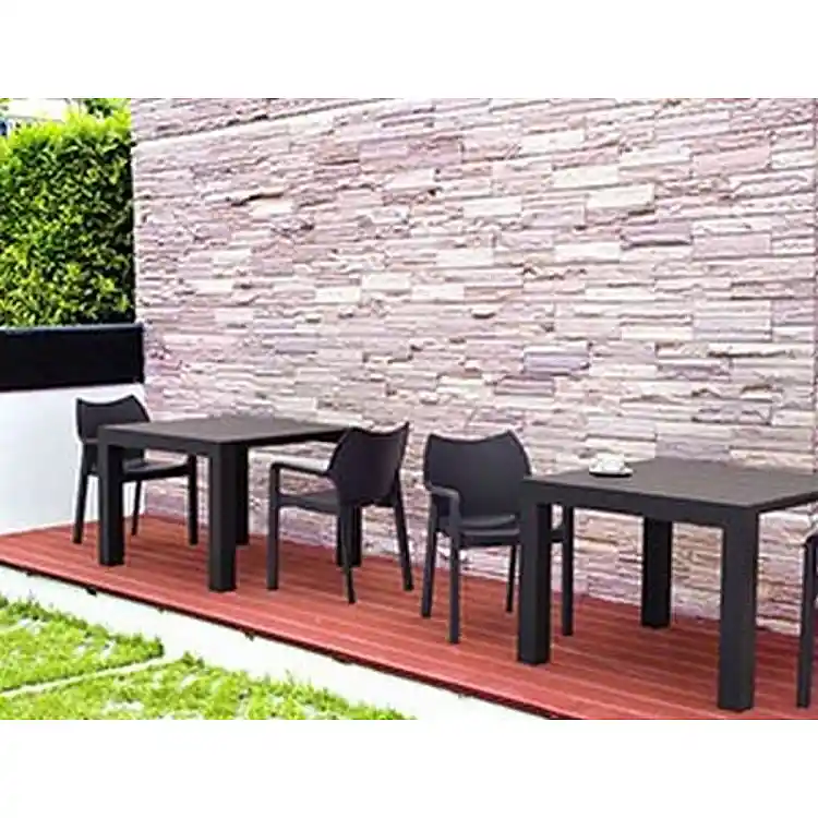 VEGAS DARK GREY 100X100/140Χ75εκ. ΕΠΕΚΤ. ΤΡΑΠΕΖΙ ΠΟΛ/ΝΙΟΥ