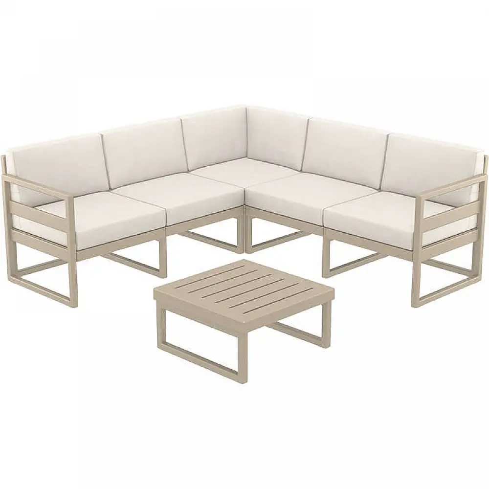 MYKONOS ΓΩΝΙΑ SET TAUPE ΜΕ ΜΑΞΙΛΑΡΙΑ ΠΟΛ/ΝΙΟΥ (+ΤΡΑΠ.65εκ.)