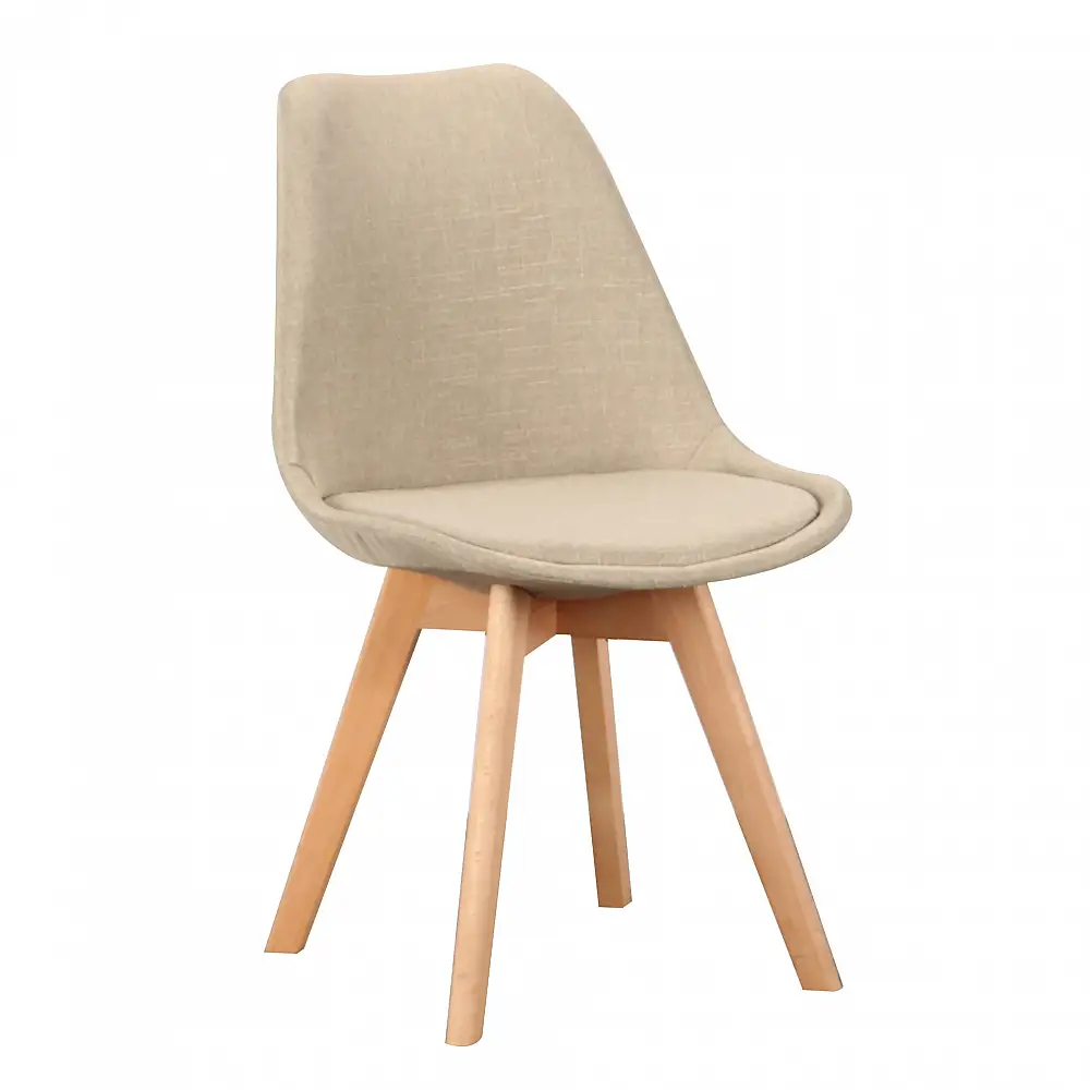 Καρέκλα Τραπεζαρίας Ξύλινη 4τμχ Billy Beige Ύφασμα 49x55x83εκ.