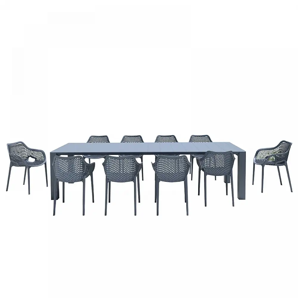 Σετ Τραπεζαρίας 11τμχ Vegas Air XL Dark Grey 100X260/300Χ75εκ.