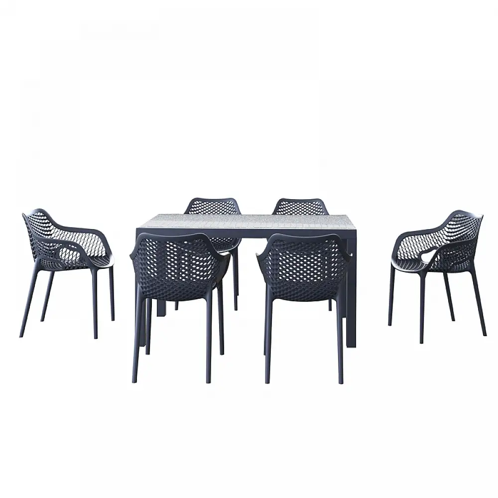 Σετ Τραπεζαρίας 7τμχ Ares Air XL Dark Grey 140Χ80Χ75εκ.