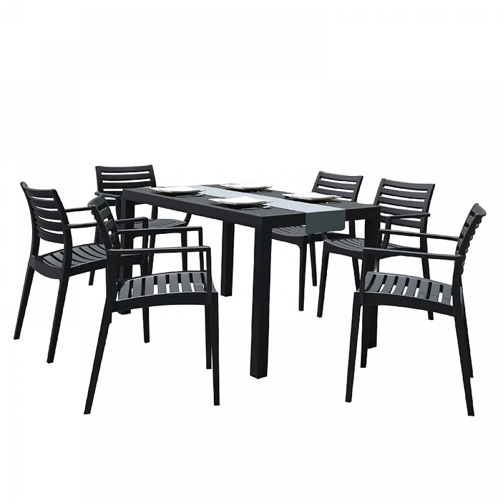Σετ Τραπεζαρίας 7τμχ Ares Artemis Black 140Χ80Χ75εκ. Σετ Τραπεζαρίας 7τμχ Ares Artemis Black 140Χ80Χ75εκ.