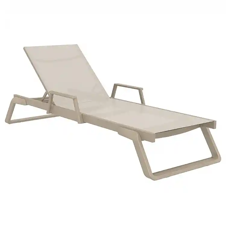 TROPIC ΞΑΠΛΩΣΤΡΑ ΜΕ ΜΠΡΑΤΣΑ TAUPE/TAUPE ΑΛΟΥΜ-ΠΟΛ/ΝΙΟΥ 210X72X31εκ.