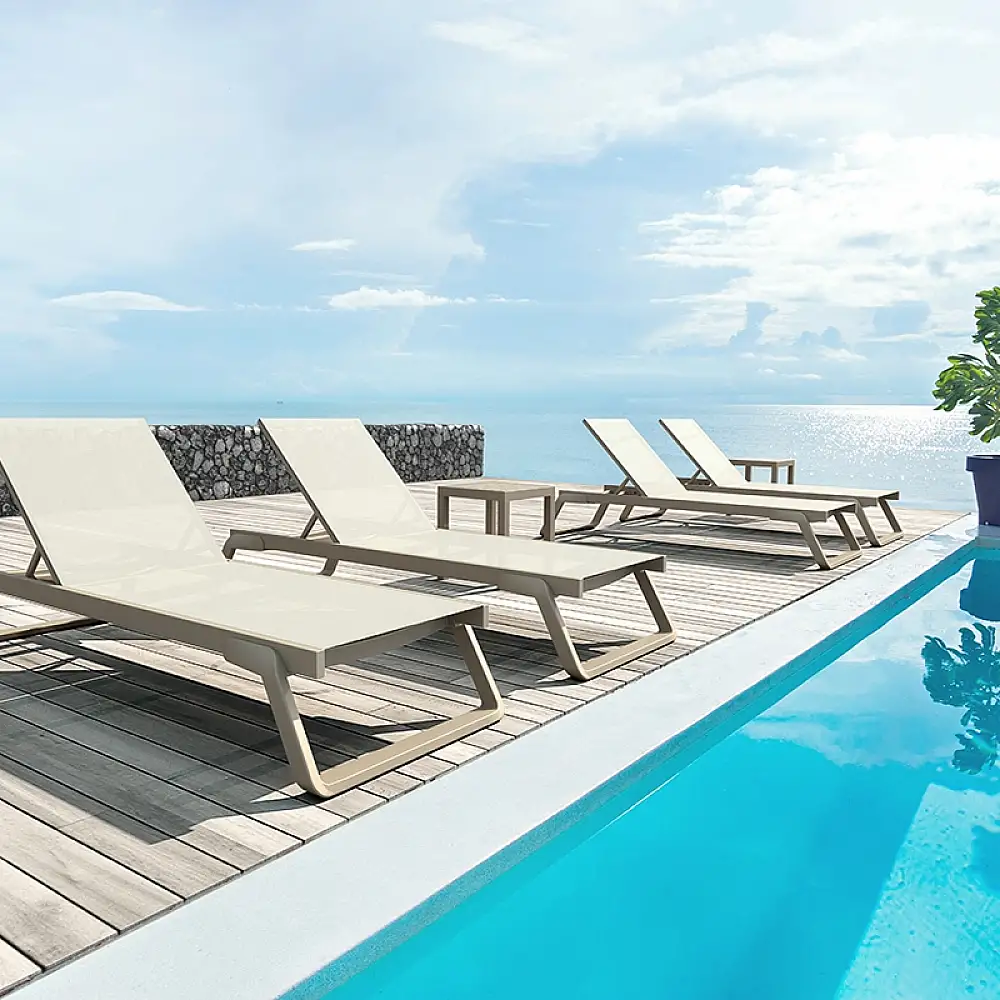 TROPIC ΞΑΠΛΩΣΤΡΑ TAUPE/TAUPE ΑΛΟΥΜ-ΠΟΛ/ΝΙΟΥ 210X72X31εκ.