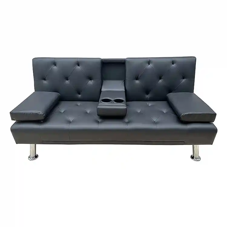 REST BLACK PU ΚΑΝΑΠΕΣ-ΚΡΕΒΑΤΙ 168X88X79εκ.