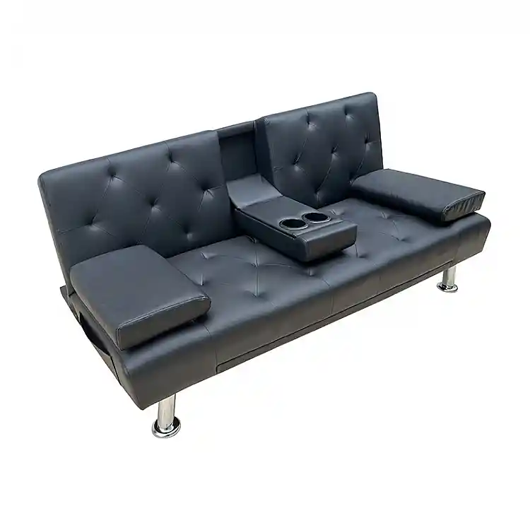 REST BLACK PU ΚΑΝΑΠΕΣ-ΚΡΕΒΑΤΙ 168X88X79εκ.