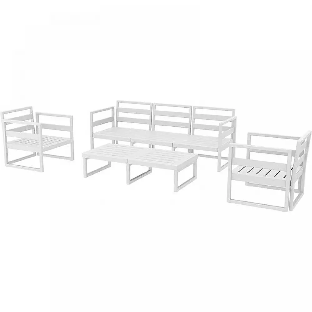 MYKONOS SET 3ΘΕΣ.WHITE ΧΩΡΙΣ ΜΑΞ.(3ΘΕΣ.+2ΠΟΛ.+ΤΡΑΠ 130εκ.)