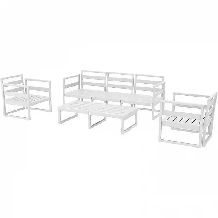 MYKONOS SET 3ΘΕΣ.WHITE ΧΩΡΙΣ ΜΑΞ.(3ΘΕΣ.+2ΠΟΛ.+ΤΡΑΠ 130εκ.)