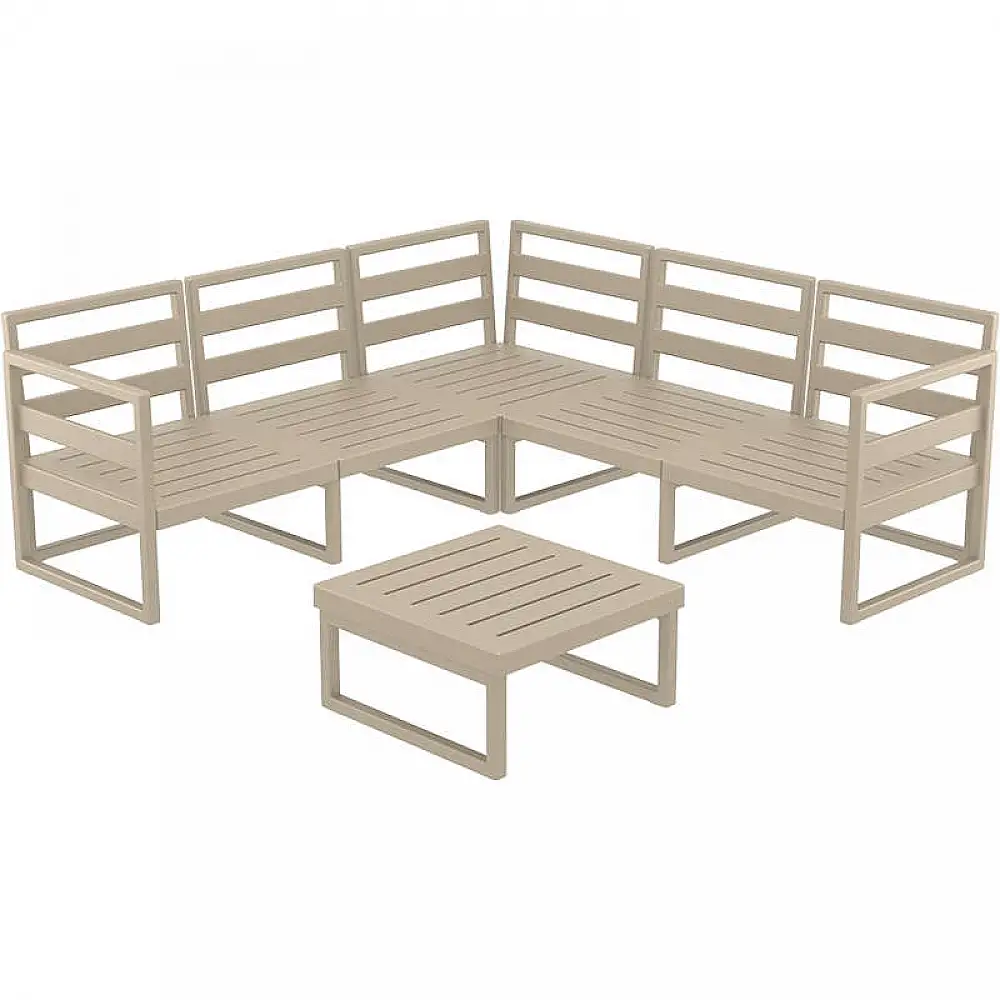 MYKONOS ΓΩΝΙΑ SET TAUPE ΧΩΡΙΣ ΜΑΞΙΛΑΡΙΑ ΠΟΛ/ΝΙΟΥ (+ΤΡΑΠ.65εκ.)