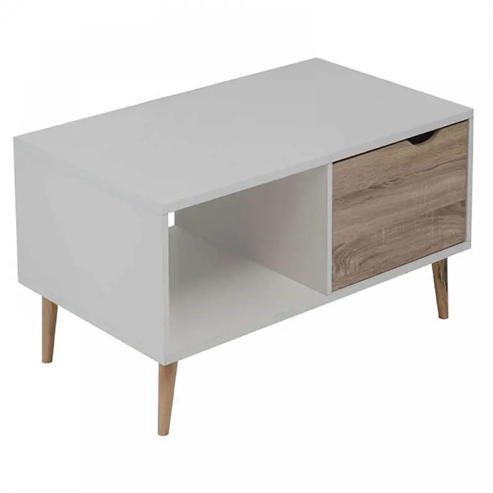 SIERA WHITE/S.OAK 100Χ60Χ38εκ.ΤΡΑΠΕΖΙ ΣΑΛΟΝΙΟΥ