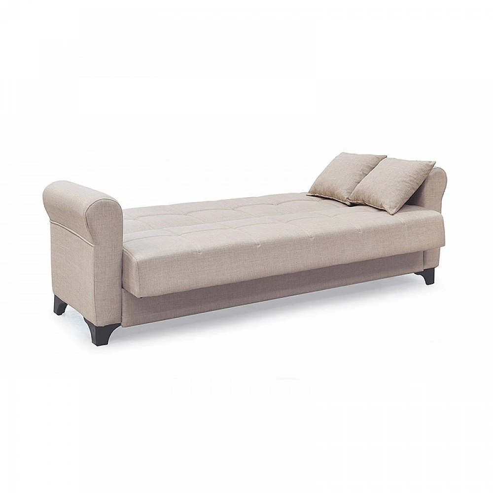 AZUR LIGHT BROWN ΥΦΑΣΜΑ 3ΘΕΣΙΟΣ ΚΑΝΑΠΕΣ/ΚΡΕΒΑΤΙ ΜΕ ΑΠΟΘ.ΧΩΡΟ 210X80εκ.