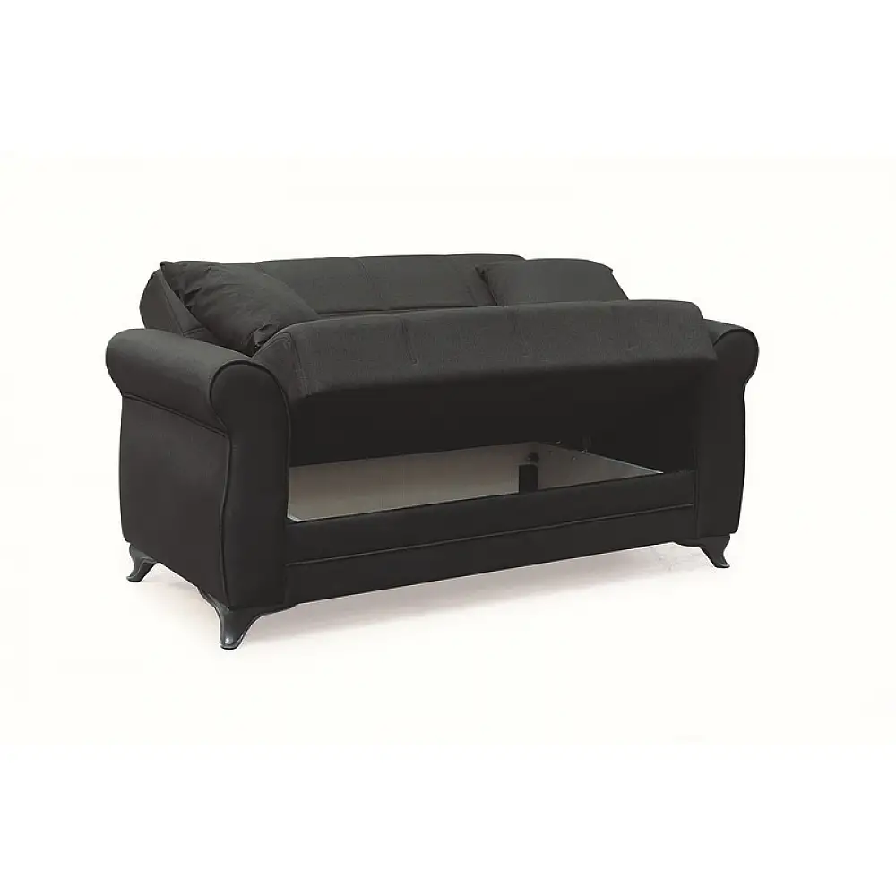 LENA BLACK ΥΦΑΣΜΑ 2ΘΕΣΙΟΣ ΚΑΝΑΠΕΣ/ΚΡΕΒΑΤΙ ΜΕ ΑΠΟΘ.ΧΩΡΟ 150Χ80Χ75εκ.