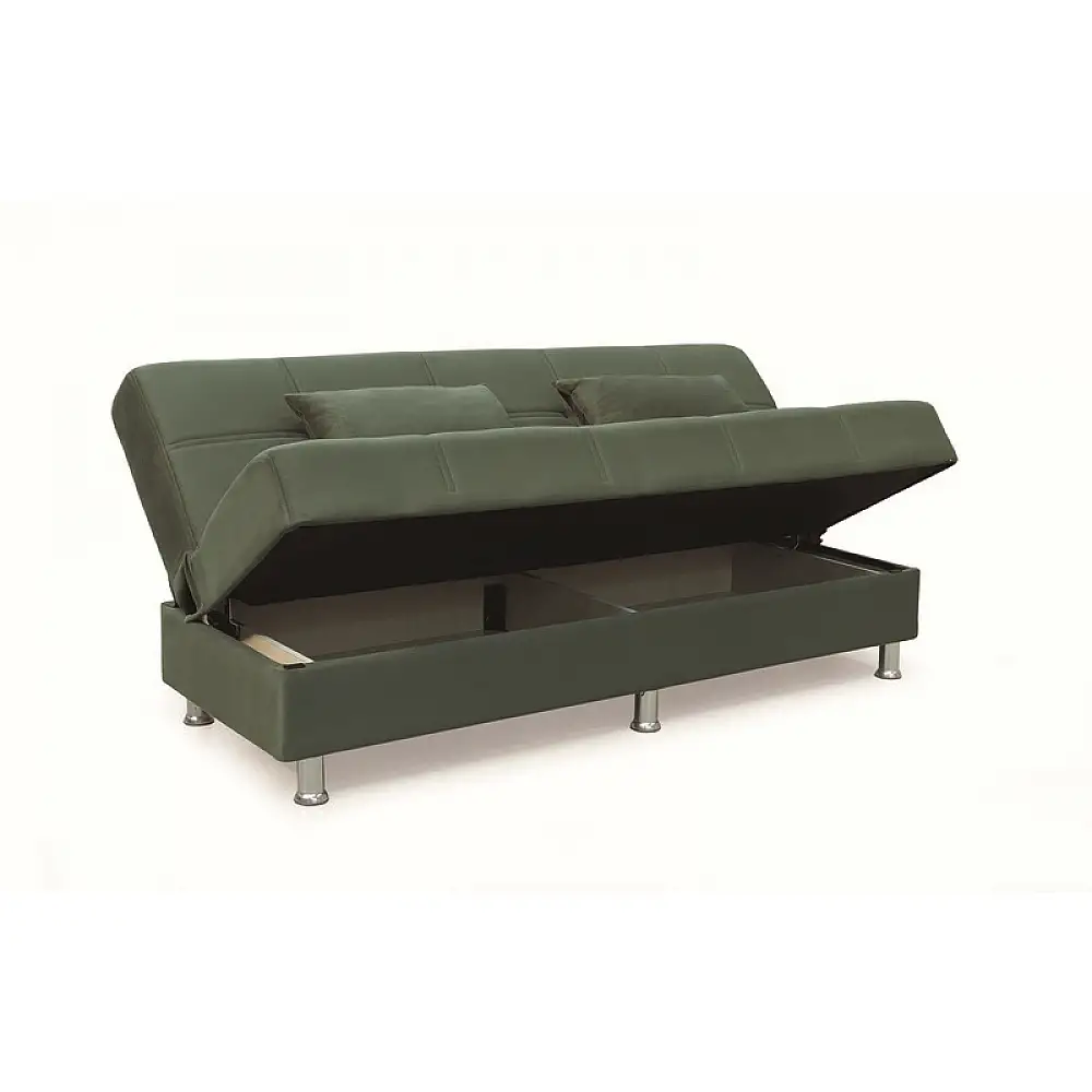 FELINA GREEN ΥΦΑΣΜΑ 3ΘΕΣΙΟΣ ΚΑΝΑΠΕΣ/ΚΡΕΒΑΤΙ ΜΕ ΑΠΟΘ.ΧΩΡΟ 182X90X80εκ.