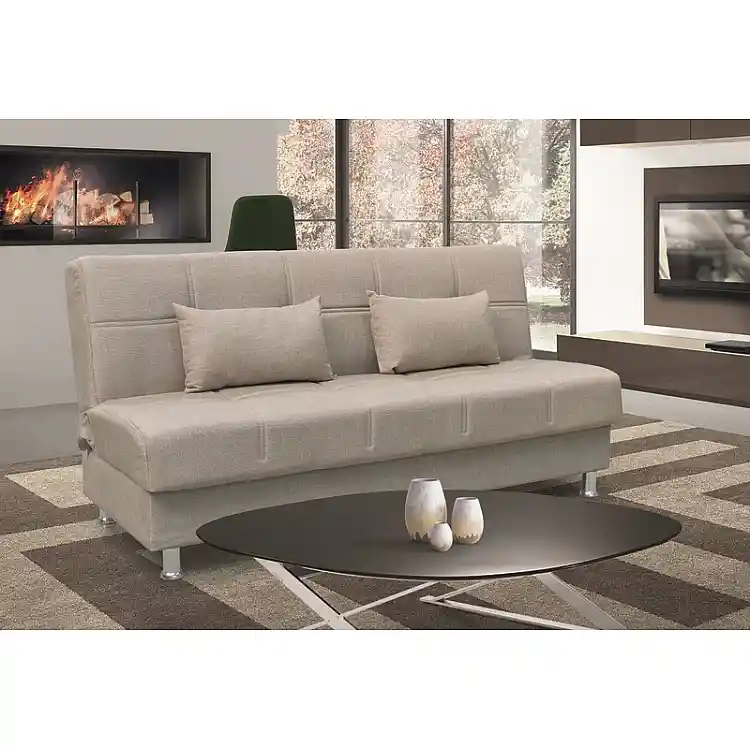 FELINA LIGHT BROWN ΥΦΑΣΜΑ 3ΘΕΣΙΟΣ ΚΑΝΑΠΕΣ/ΚΡΕΒΑΤΙ ΜΕ ΑΠΟΘ.ΧΩΡΟ 182X90X80εκ.