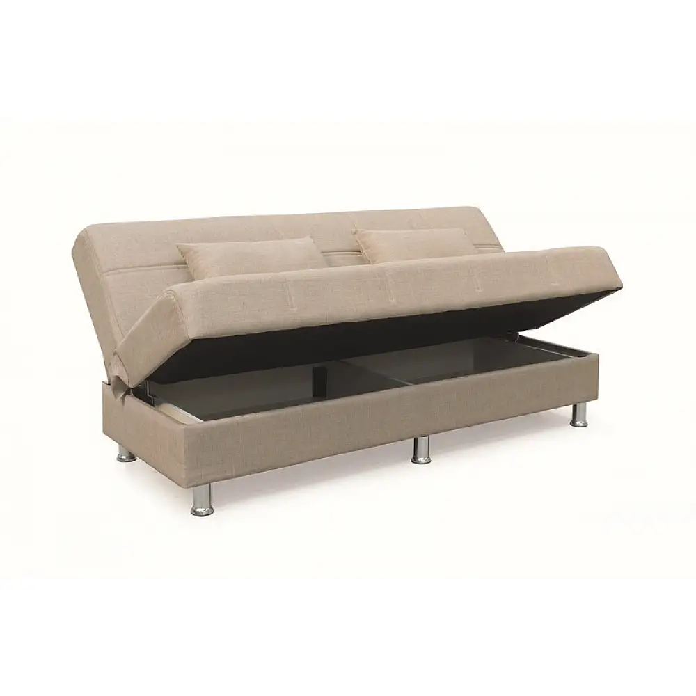 FELINA LIGHT BROWN ΥΦΑΣΜΑ 3ΘΕΣΙΟΣ ΚΑΝΑΠΕΣ/ΚΡΕΒΑΤΙ ΜΕ ΑΠΟΘ.ΧΩΡΟ 182X90X80εκ.