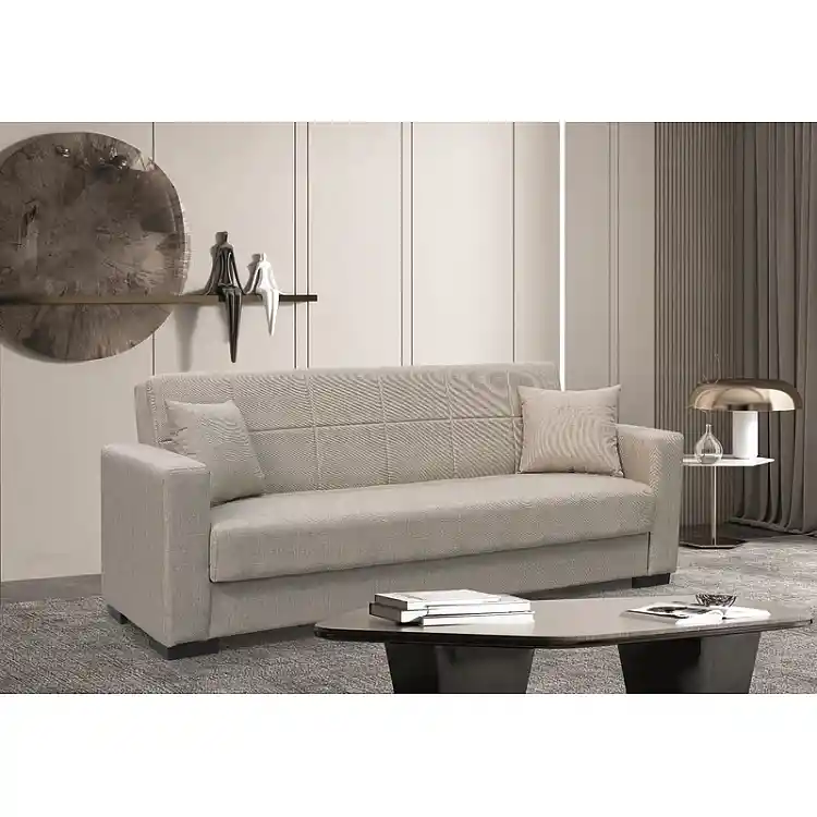 ROVER LIGHT BROWN ΥΦΑΣΜΑ 3ΘΕΣΙΟΣ ΚΑΝΑΠΕΣ/ΚΡΕΒΑΤΙ ΜΕ ΑΠΟΘ.ΧΩΡΟ 210X80X75εκ.