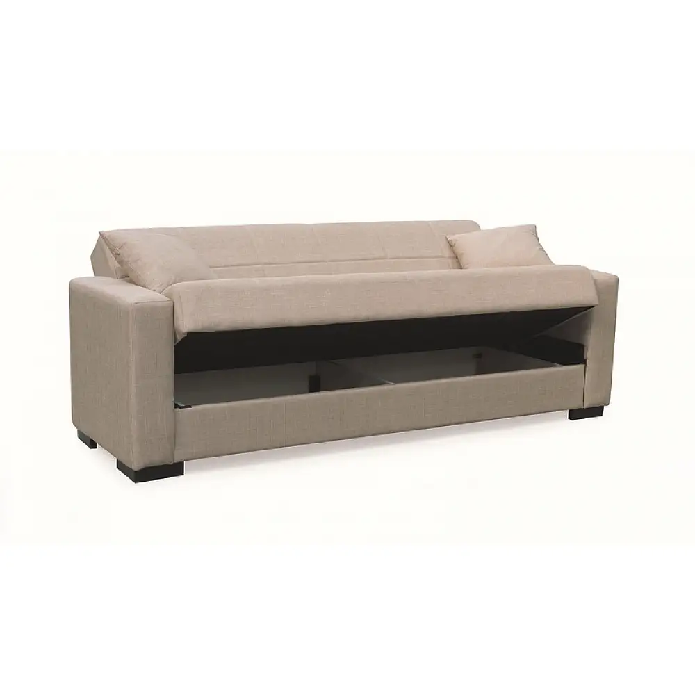 ROVER LIGHT BROWN ΥΦΑΣΜΑ 3ΘΕΣΙΟΣ ΚΑΝΑΠΕΣ/ΚΡΕΒΑΤΙ ΜΕ ΑΠΟΘ.ΧΩΡΟ 210X80X75εκ.