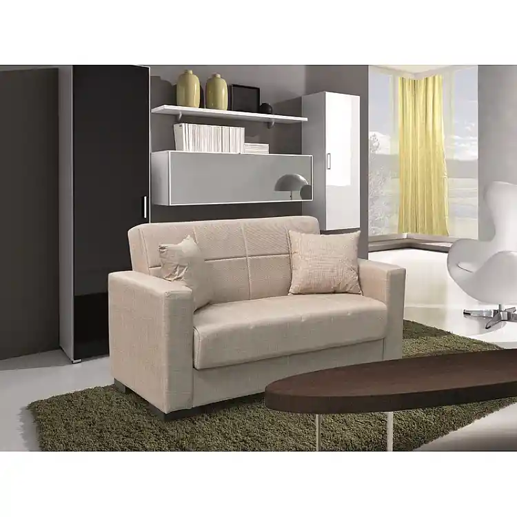 ROVER LIGHT BROWN ΥΦΑΣΜΑ 2ΘΕΣΙΟΣ ΚΑΝΑΠΕΣ/ΚΡΕΒΑΤΙ ΜΕ ΑΠΟΘ.ΧΩΡΟ 150Χ80Χ75εκ.
