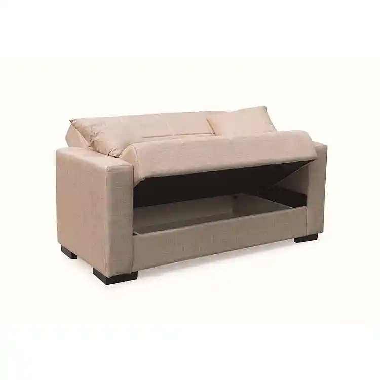 ROVER LIGHT BROWN ΥΦΑΣΜΑ 2ΘΕΣΙΟΣ ΚΑΝΑΠΕΣ/ΚΡΕΒΑΤΙ ΜΕ ΑΠΟΘ.ΧΩΡΟ 150Χ80Χ75εκ.