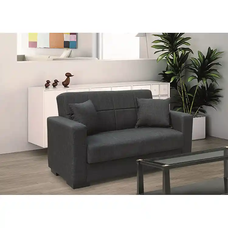 ROVER DARK GREY ΥΦΑΣΜΑ 2ΘΕΣΙΟΣ ΚΑΝΑΠΕΣ/ΚΡΕΒΑΤΙ ΜΕ ΑΠΟΘ.ΧΩΡΟ 150Χ80Χ75εκ.