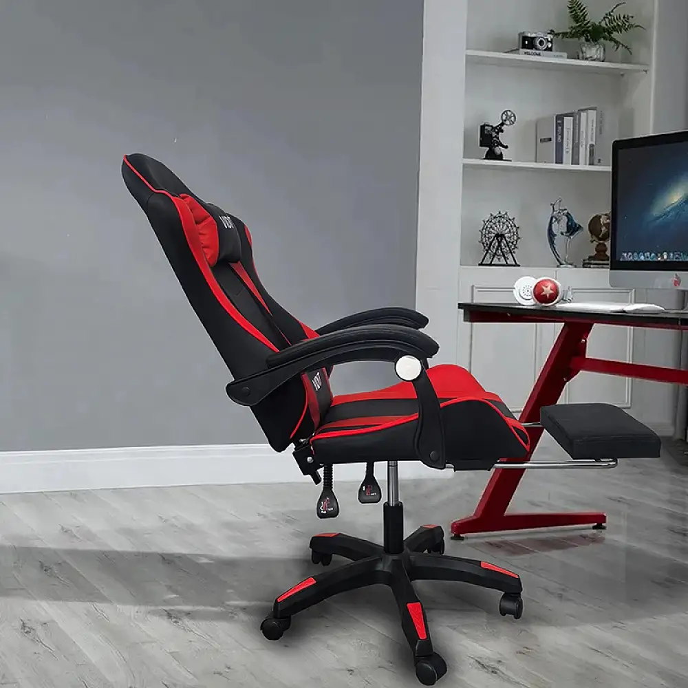 A6060 ΜΑΥΡΟ/ΚΟΚΚΙΝΟ ΠΟΛΥΘΡΟΝΑ GAMING/ΜΕ ΥΠΟΠΟΔΙΟ 64X62X113-121εκ.