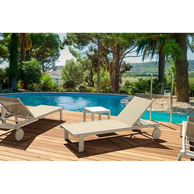 CASABLANCA ΞΑΠΛΩΣΤΡΑ WHITE/TAUPE ΑΛΟΥΜ-ΠΟΛ/ΝΙΟΥ 190X74X31εκ.