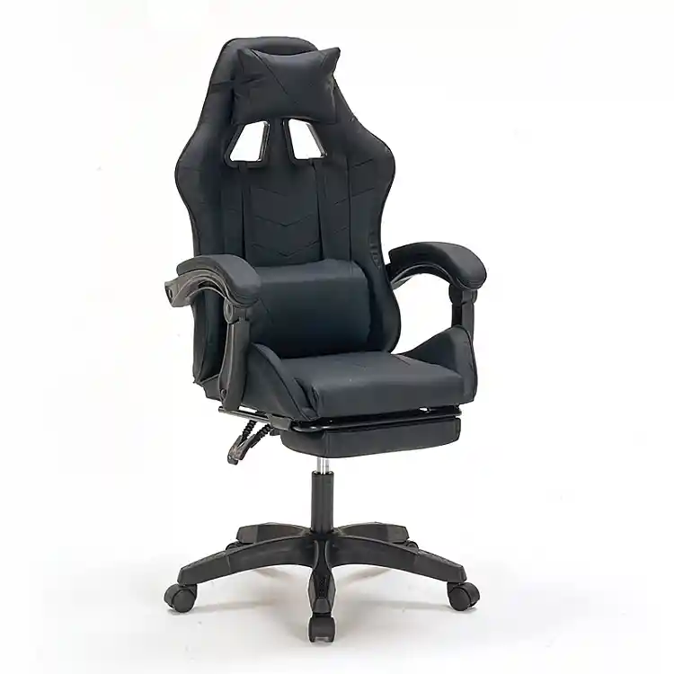 A9937 ΜΑΥΡΟ PVC ΠΟΛΥΘΡΟΝΑ GAMING/ΜΕ ΥΠΟΠΟΔΙΟ 64X59X43-112/53-125εκ.