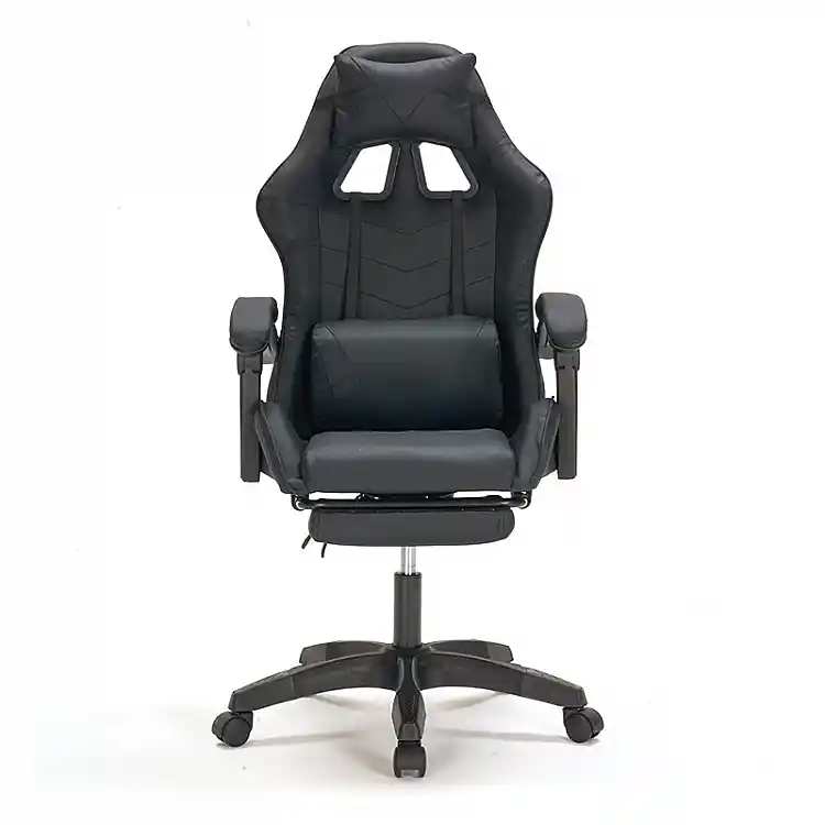 A9937 ΜΑΥΡΟ PVC ΠΟΛΥΘΡΟΝΑ GAMING/ΜΕ ΥΠΟΠΟΔΙΟ 64X59X43-112/53-125εκ.