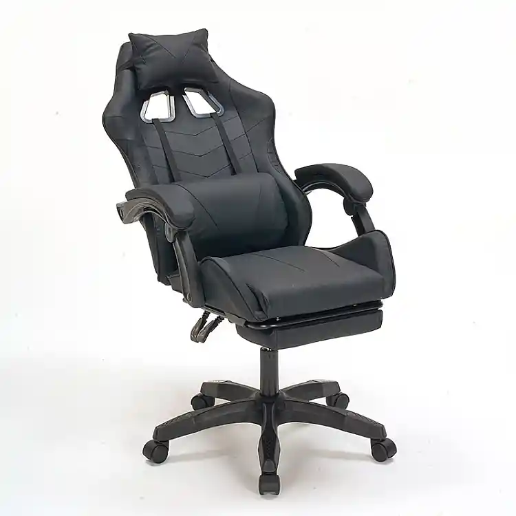 A9937 ΜΑΥΡΟ PVC ΠΟΛΥΘΡΟΝΑ GAMING/ΜΕ ΥΠΟΠΟΔΙΟ 64X59X43-112/53-125εκ.