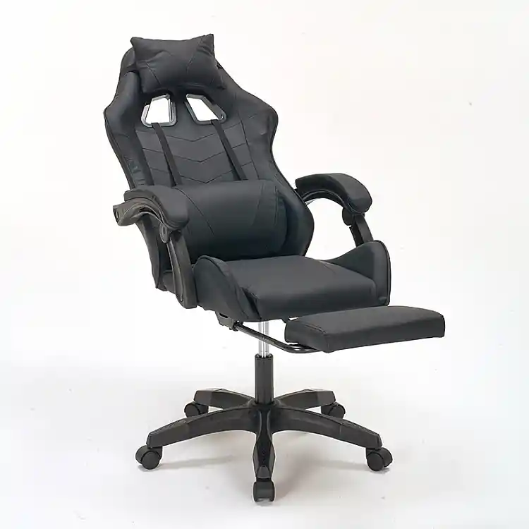 A9937 ΜΑΥΡΟ PVC ΠΟΛΥΘΡΟΝΑ GAMING/ΜΕ ΥΠΟΠΟΔΙΟ 64X59X43-112/53-125εκ.