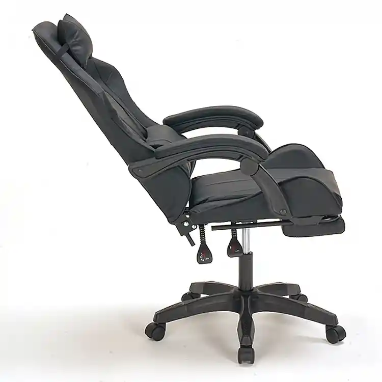 A9937 ΜΑΥΡΟ PVC ΠΟΛΥΘΡΟΝΑ GAMING/ΜΕ ΥΠΟΠΟΔΙΟ 64X59X43-112/53-125εκ.