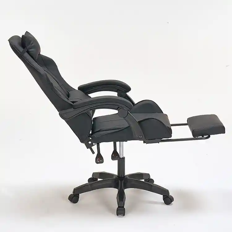 A9937 ΜΑΥΡΟ PVC ΠΟΛΥΘΡΟΝΑ GAMING/ΜΕ ΥΠΟΠΟΔΙΟ 64X59X43-112/53-125εκ.