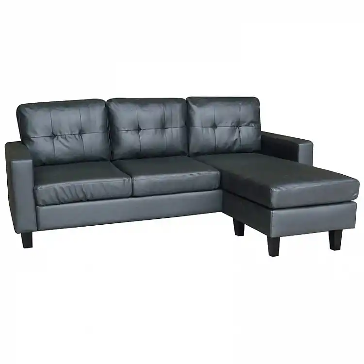 LIANA S BLACK PVC ΚΑΝΑΠΕΣ ΓΩΝΙΑ 185Χ126X84εκ.