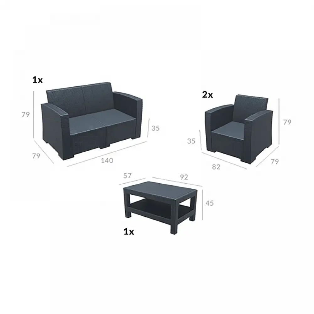 MONACO WHITE ΣΕΤ 2ΘΕΣΙΟΥ ΚΑΝΑΠΕ ΜΕ ΜΑΞ. ΠΟΛ/ΝΙΟΥ