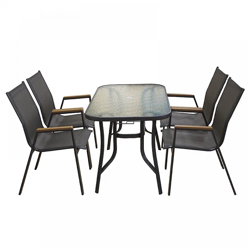 SELBY SET ΤΡΑΠΕΖΑΡΙΑΣ 5ΤΜΧ ΑΝΘΡΑΚΙ 120Χ70εκ.