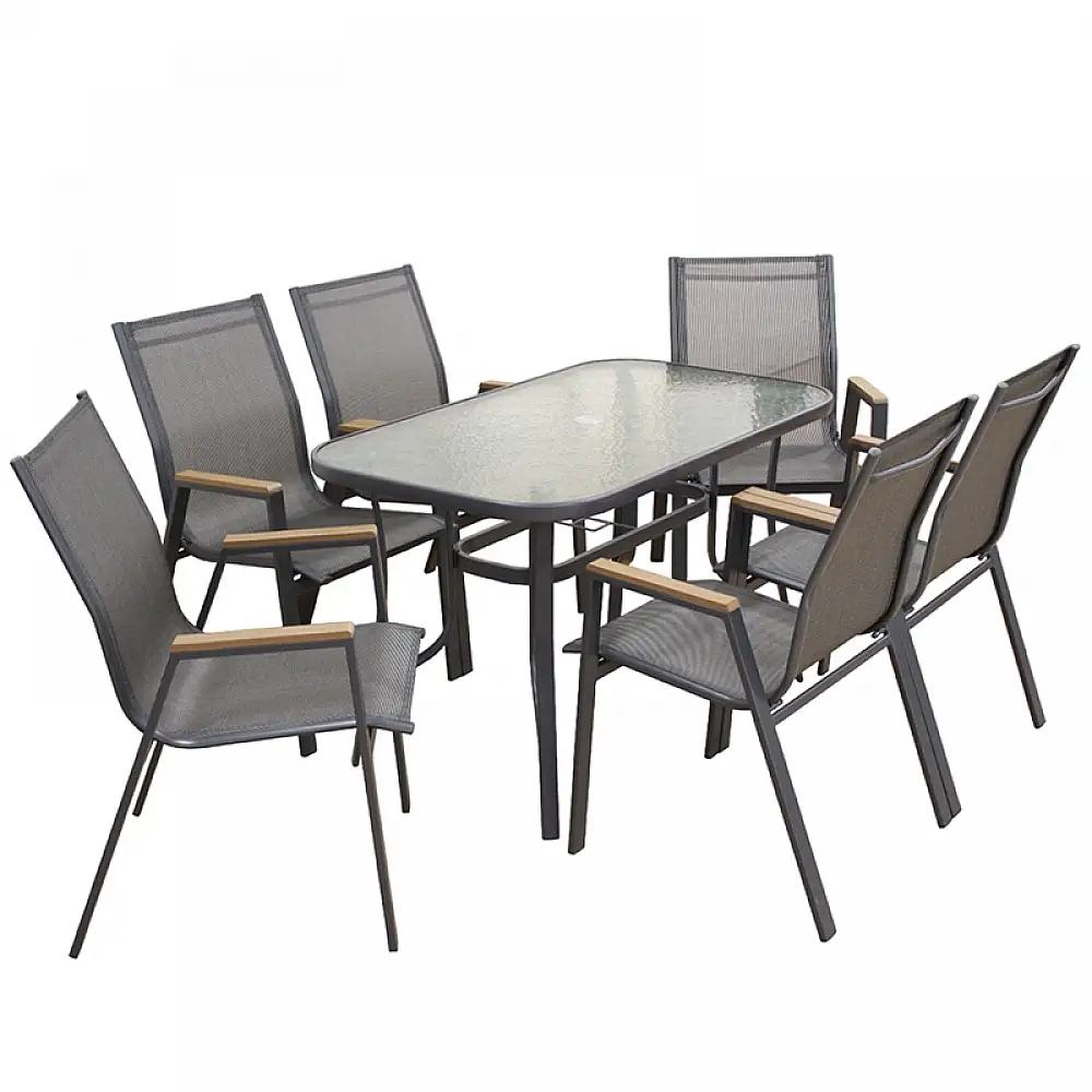 SELBY SET ΤΡΑΠΕΖΑΡΙΑΣ 7ΤΜΧ ΑΝΘΡΑΚΙ 120Χ70εκ.