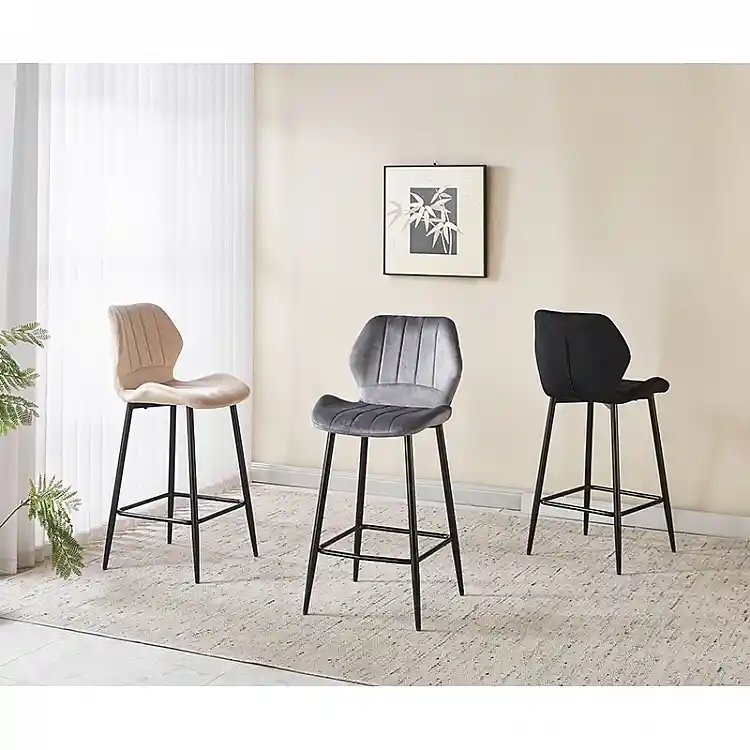 DYLAN GREY VELVET ΥΦΑΣΜΑ 65εκ. ΣΚΑΜΠΟ ΜΕΤΑΛΛΙΚΟ 46X45X65-95εκ.