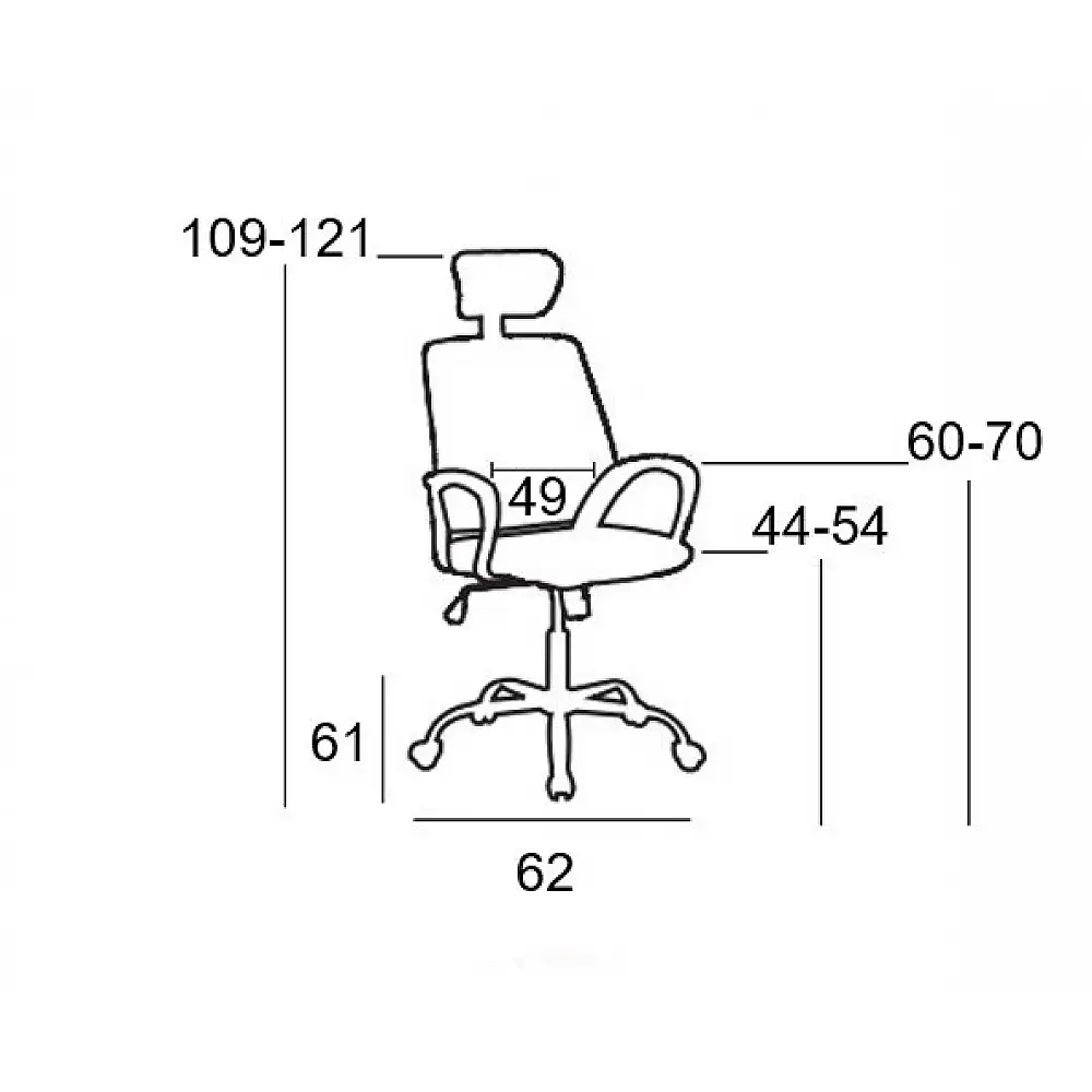 A1710 ΜΑΥΡΟ MESH ΠΟΛΥΘΡΟΝΑ ΓΡΑΦΕΙΟΥ 62Χ61Χ44-109/54-121εκ.