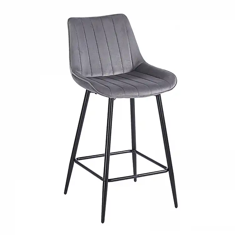REPO GREY VELVET ΥΦΑΣΜΑ 66εκ. ΣΚΑΜΠΟ ΜΕΤΑΛΛΙΚΟ 48X49X66-96εκ.