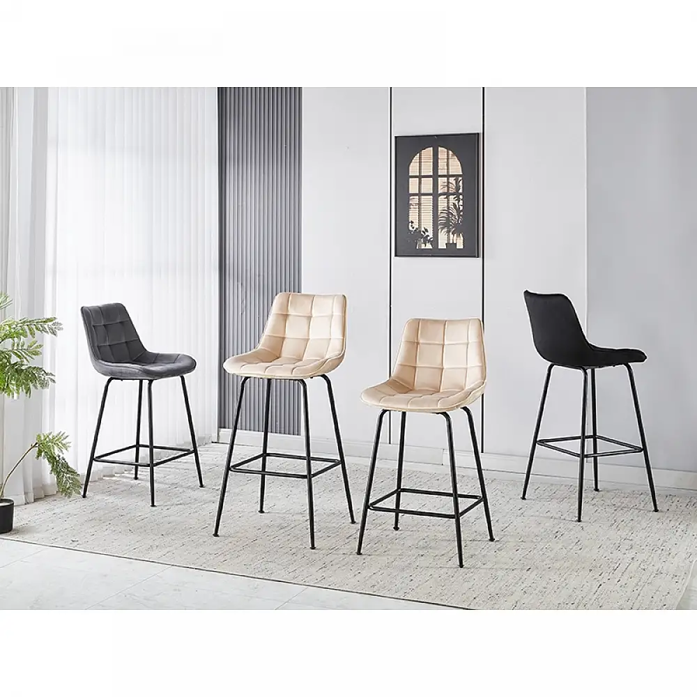 ERMINA BEIGE VELVET ΥΦΑΣΜΑ 64εκ. ΣΚΑΜΠΟ ΜΕΤΑΛΛΙΚΟ 49X50X64-94εκ.